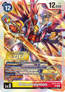 ShineGreymon (2023 Regionals Finalist) [BT12-043] [Across Time] Foil