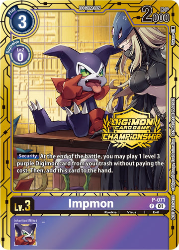 Impmon (Championship 2023 Gold Card Set) [P-071] [Digimon Promotion Cards] Foil