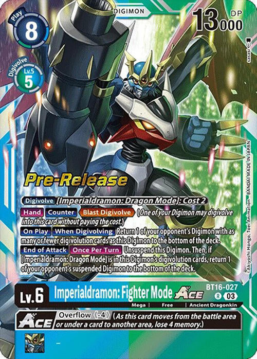 Imperialdramon: Fighter Mode ACE [BT16-027] [Beginning Observer Pre-Release Cards] Foil