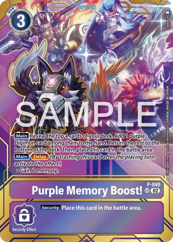 Purple Memory Boost! (Premium Card Collection - Memory Boost! Set) [P-040] [Digimon Promotion Cards] Foil