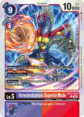 Arresterdramon: Superior Mode [BT21-072] [World Convergence] Foil