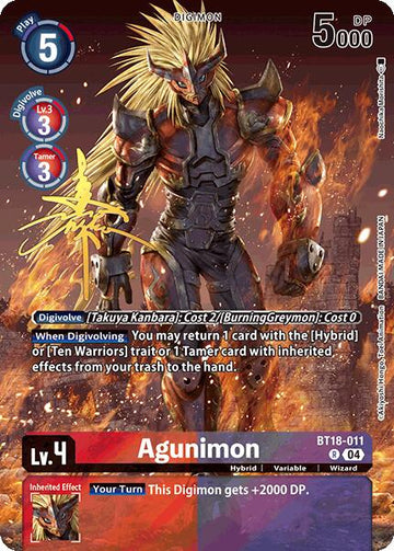 Agunimon (Rare Pull) [BT18-011 R] [World Convergence] Foil