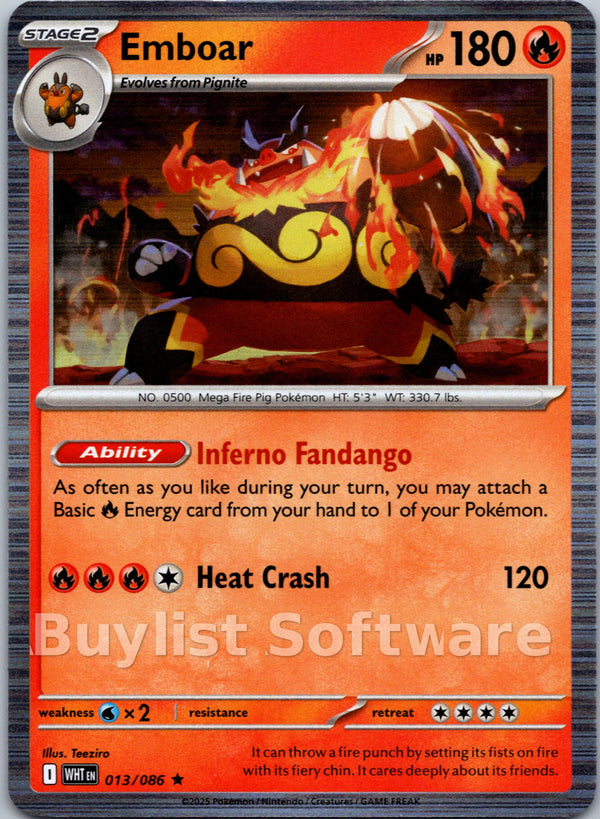 Emboar [013/086] [White Flare] Holofoil