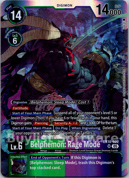 Belphemon: Rage Mode [EX10-022] [Sinister Order] Foil