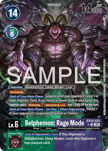Belphemon: Rage Mode (Alternate Art) [EX10-022] [Sinister Order] Foil
