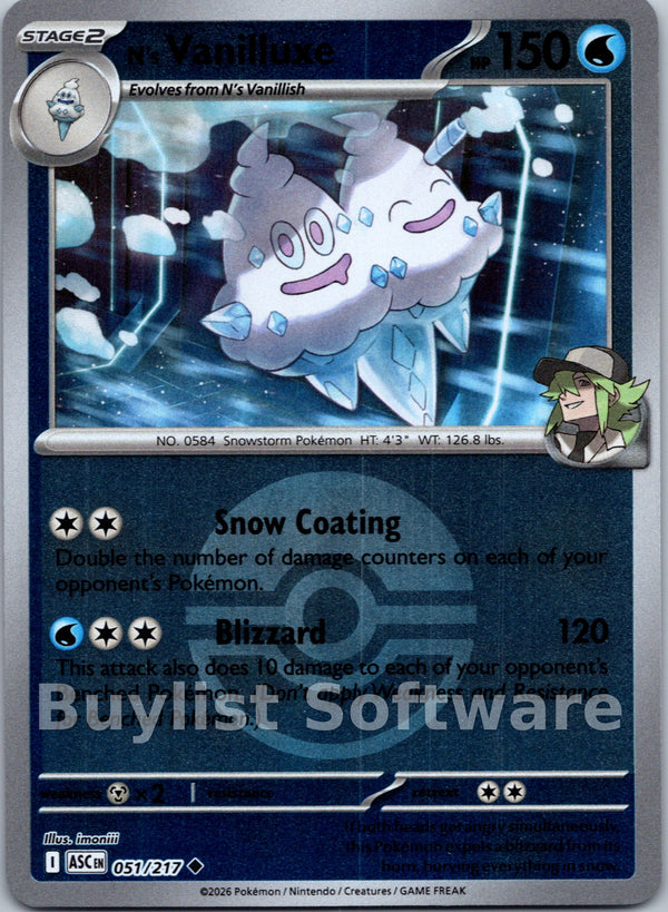 N's Vanilluxe (Poke Ball) [051/217] [Ascended Heroes] Reverse Holofoil