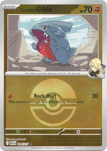Cynthia's Gible (Poke Ball) [109/217] [Ascended Heroes] Reverse Holofoil