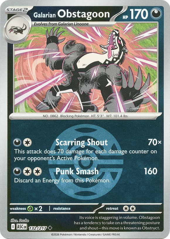 Galarian Obstagoon (Dusk Ball) [132/217] [Ascended Heroes] Reverse Holofoil