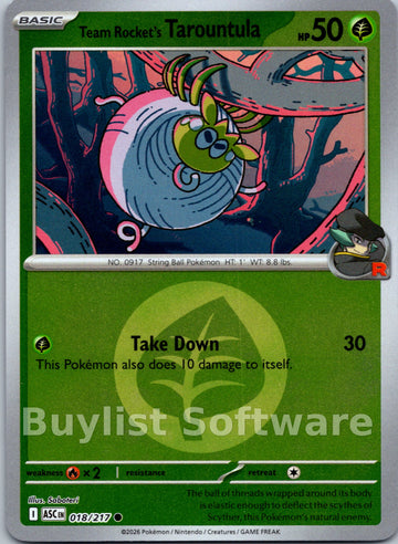 Team Rocket's Tarountula (Energy Symbol Pattern) [018/217] [Ascended Heroes] Reverse Holofoil