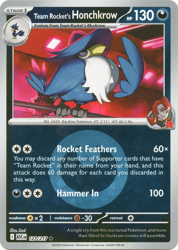 Team Rocket's Honchkrow (Energy Symbol Pattern) [127/217] [Ascended Heroes] Reverse Holofoil
