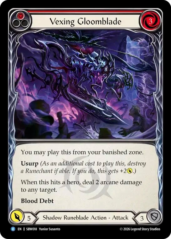 7f998800-094f-4d95-9b49-c412d4de43f2 | fab-sbw018-nf-silvageusurtheshadthro-rar-nm | Vexing Gloomblade