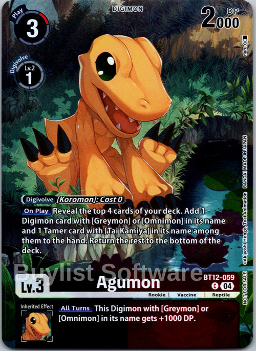 Agumon (Legend Pack 2024) [BT12-059] [Across Time] Foil