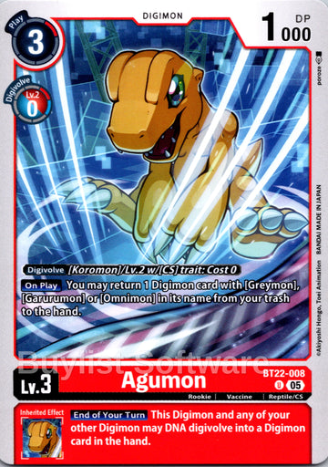 Agumon [BT22-008 U] [Cyber Eden]