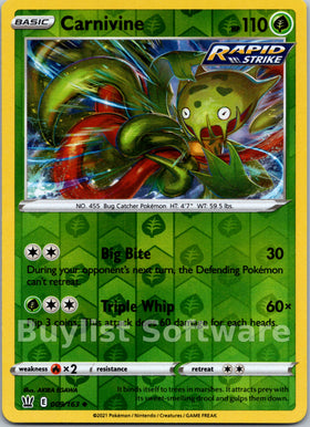 Carnivine [009/163] [Battle Styles] Reverse Holofoil
