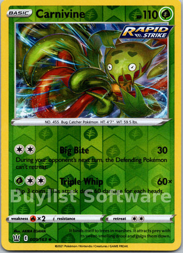 Carnivine [009/163] [Battle Styles] Reverse Holofoil
