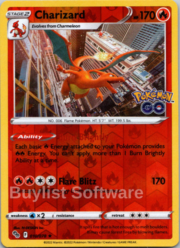 Charizard [010/078] [Pokemon GO] Reverse Holofoil