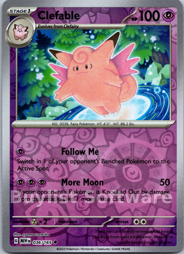 Clefable [036/165] [Scarlet & Violet 151] Reverse Holofoil