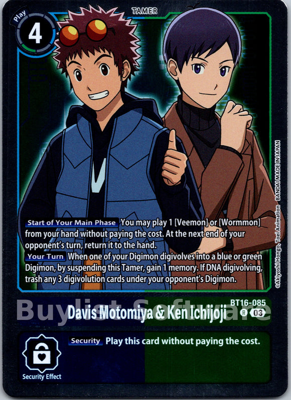 Davis Motomiya & Ken Ichijoji [BT16-085 R] [Beginning Observer] Foil