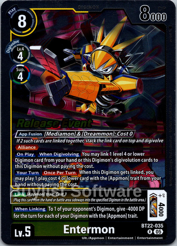 Entermon [BT22-035 R] [Cyber Eden Release Event Cards] Foil