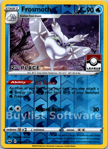 Frosmoth (League Challenge) [2nd Place] [064/202] [League & Championship Cards] Reverse Holofoil
