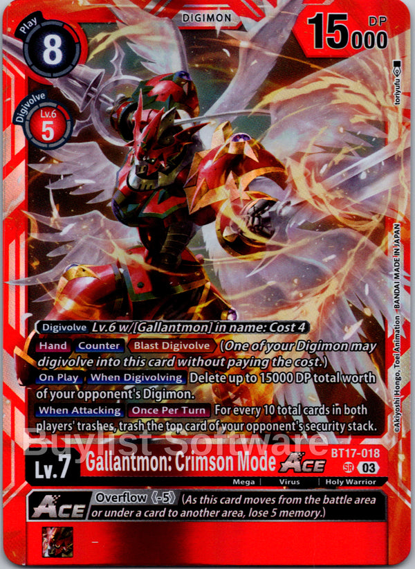 Gallantmon: Crimson Mode ACE [BT17-018] [Secret Crisis] Foil