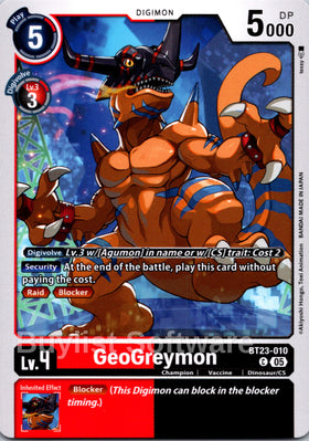 GeoGreymon [BT23-010 C] [Hackers' Slumber]