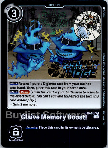 Glaive Memory Boost! (Judge Pack 3) [BT6-107] [Double Diamond] Foil