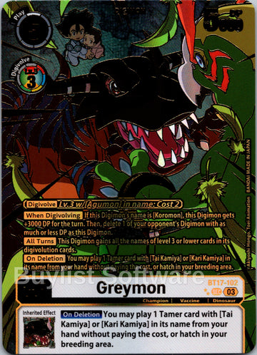 Greymon (Left) (Textured) [BT17-102] [Secret Crisis] Foil