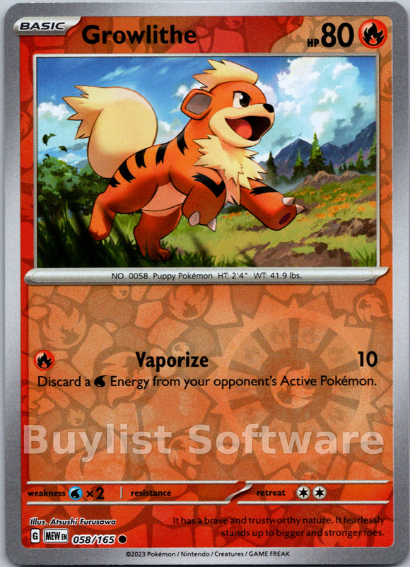 Growlithe [058/165] [Scarlet & Violet 151] Reverse Holofoil