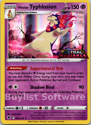 Hisuian Typhlosion (GameStop Exclusive) [052/189] [Astral Radiance] Holofoil