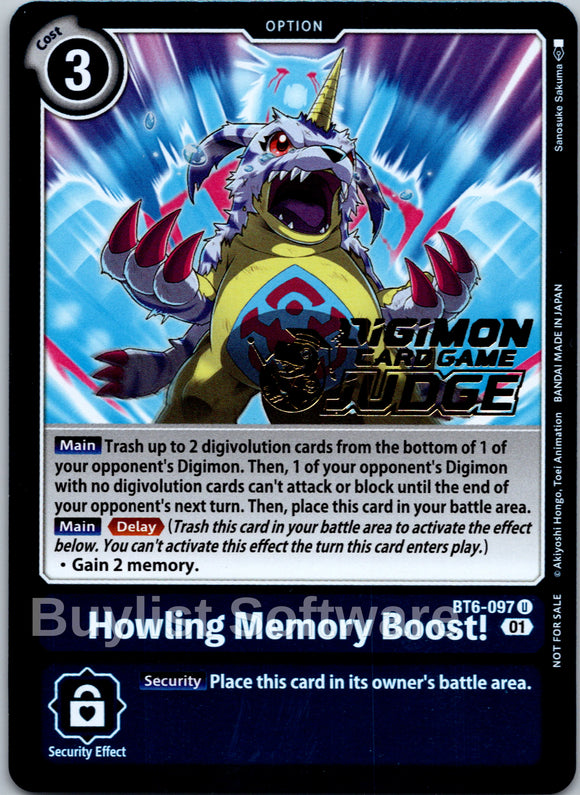 Howling Memory Boost! (Judge Pack 3) [BT6-097] [Double Diamond] Foil