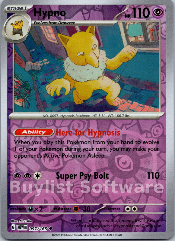 Hypno [097/165] [Scarlet & Violet 151] Reverse Holofoil