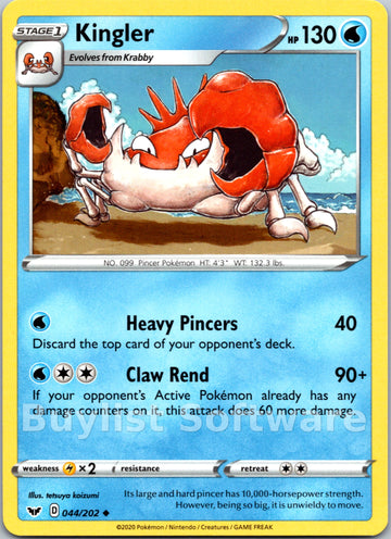 Kingler [044/202] [Sword & Shield Base Set]