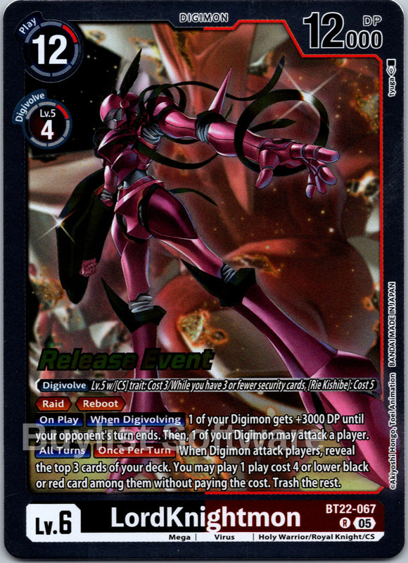LordKnightmon [BT22-067] [Cyber Eden Release Event Cards] Foil