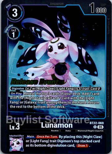 Lunamon [BT22-069] [Cyber Eden Release Event Cards] Foil