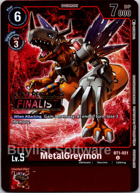 MetalGreymon (2023 Regionals Finalist) [BT1-021] [Release Special Booster 1.0] Foil