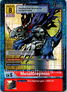 MetalGreymon (Secret Rare) (Alternate Art) [BT1-114] [Release Special Booster 1.0] Foil