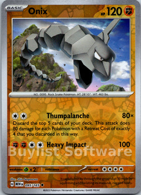 Onix [095/165] [Scarlet & Violet 151] Reverse Holofoil