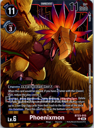 Phoenixmon [BT23-015] [Hackers' Slumber Release Event Cards]