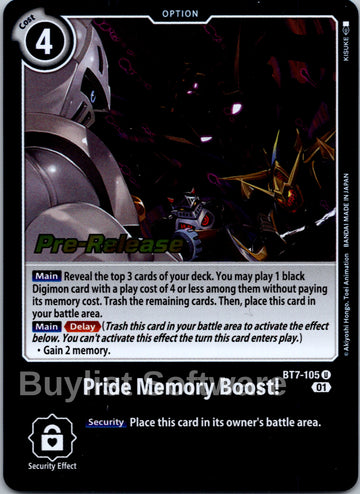 Pride Memory Boost! [BT7-105] [Next Adventure Pre-Release Cards] Foil