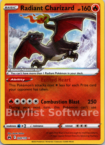 Radiant Charizard [020/159] [Crown Zenith] Holofoil