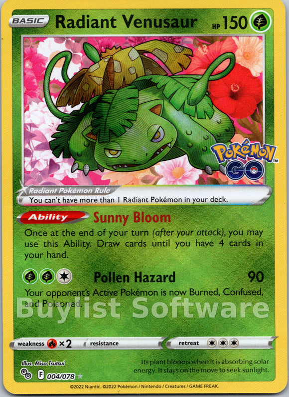 Radiant Venusaur [004/078] [Pokemon GO] Holofoil