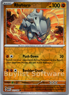 Rhyhorn [111/165] [Scarlet & Violet 151] Reverse Holofoil