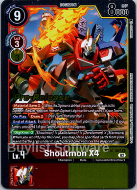 Shoutmon X4 [BT10-009] [Xros Encounter Pre-Release Cards] Foil