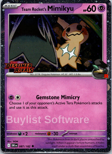 Team Rocket's Mimikyu (Destined Rivals Stamp) [087/182] [Destined Rivals] Holofoil