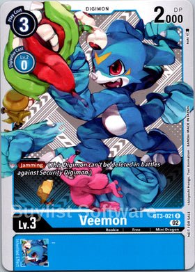 Veemon (Official Tournament Pack Vol.8) [BT3-021] [Release Special Booster 1.0] Foil