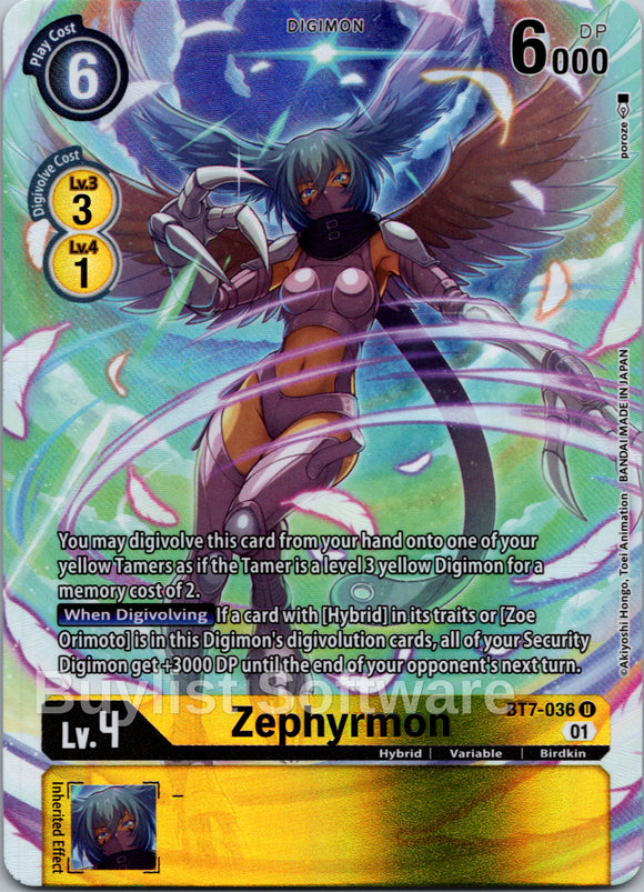 Zephyrmon (Alternate Art) [BT7-036] [Dimensional Phase] Foil