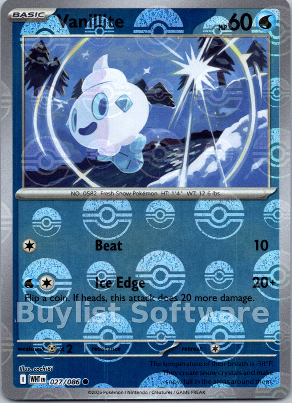 Vanillite (Poke Ball Pattern) [027/086] [White Flare] Holofoil