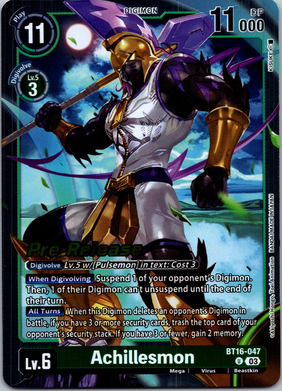 Achillesmon [BT16-047-U] [Beginning Observer Pre-Release Cards] Foil