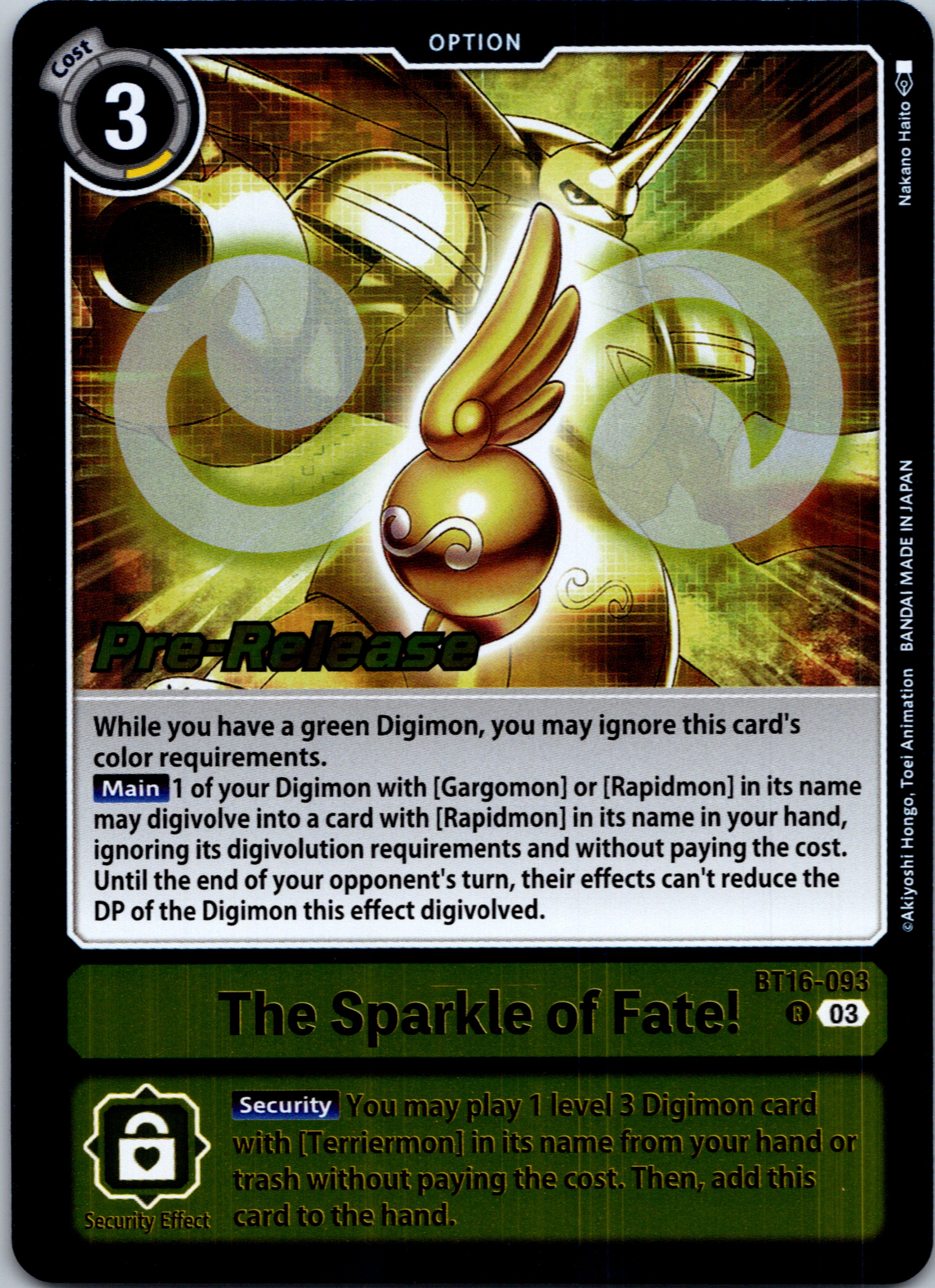 The Sparkle of Fate! [BT16-093-R] [Beginning Observer Pre-Release Cards] Foil